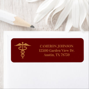 Maroon Gold Medical Caduceus Doctor Rücksendeadres