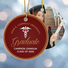 Maroon Gold Medical School Abschluss Foto Keramik Ornament