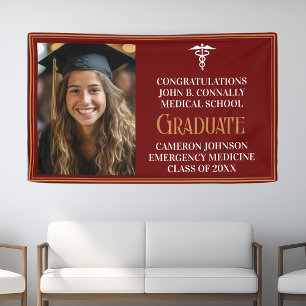 Maroon Gold Medical School Foto Graduation Party Banner