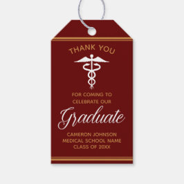 Maroon Gold Medical School Graduation Party Geschenkanhänger