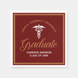 Maroon Gold Medical School Graduation Party Serviette