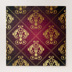 Maroon Gold Ornament Vintage Tapete Puzzle