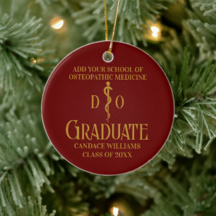 Maroon Gold Osteopathischer Medical School Abschlu Keramik Ornament