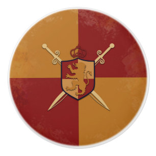 Maroon & Gold Royal Knight Greifen Schild Schlafzi Keramikknauf