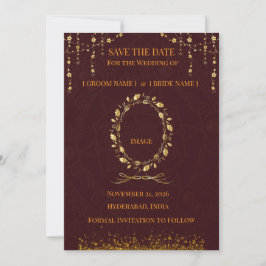 Maroon Gold Save-the-Date-Karte Einladung