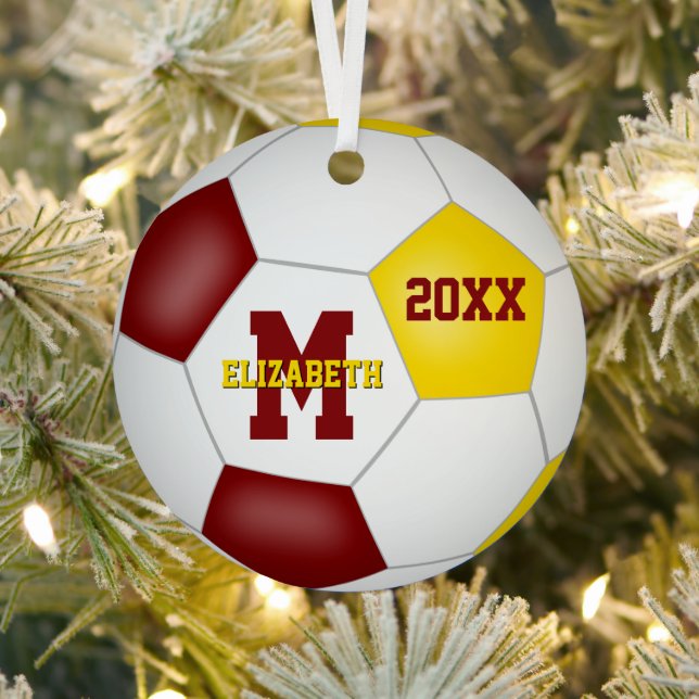 Maroon Gold School Sport-Team Farben Fußball Ornament Aus Metall (InSitu)