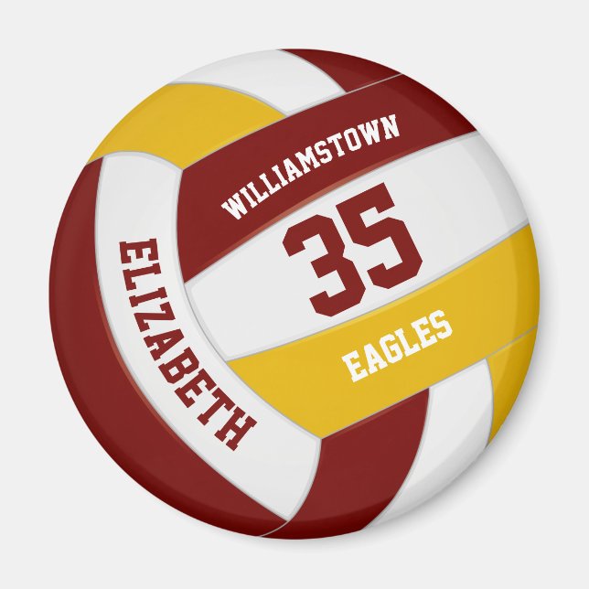 Maroon Gold Schule Farben Team Name Volleyball Magnet (Vorne)