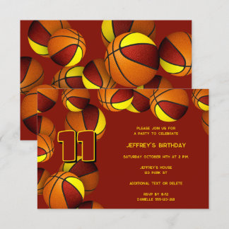 Maroon Gold Team Farben Basketball Geburtstag Einladung
