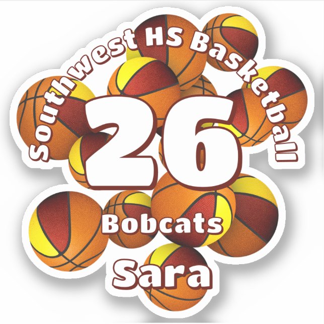 Maroon Gold Team farben Basketball Kinderteam Name Aufkleber (Vorderseite)