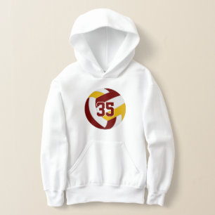 Maroon Gold Team Farben Jersey Nummer Volleyball Hoodie