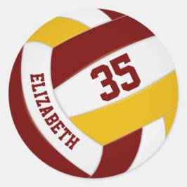 Maroon Gold Team farbenfroh Jungs Mädchen Volleyba Runder Aufkleber
