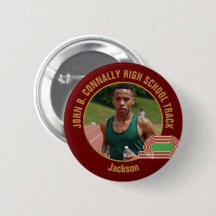 Maroon Gold Track-Team-Foto-Läufer Button