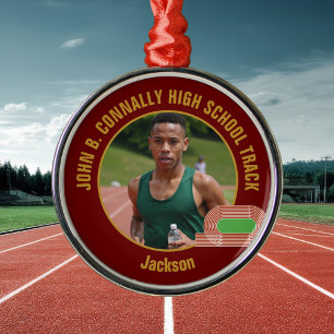 Maroon Gold Track Team Foto Läufer Weihnachten Ornament Aus Metall