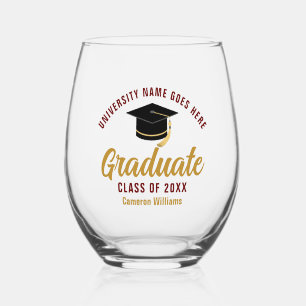 Maroon Gold Uni-Abschluss Custom Graduate Weinglas Ohne Stiel