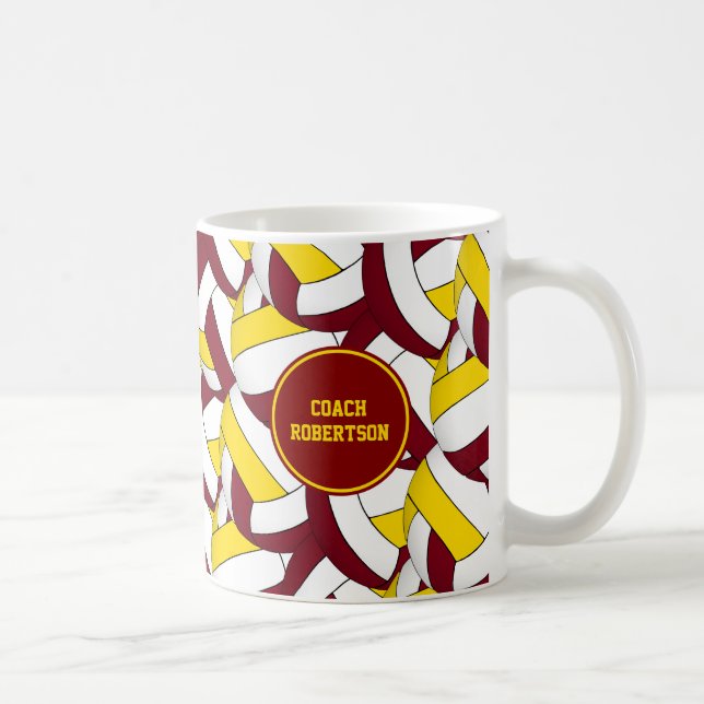 Maroon Gold Volleyball Team Farben Trainingsgesche Kaffeetasse (Rechts)