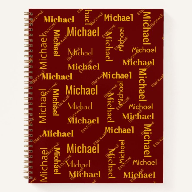 Maroon & Gold-Wiederholungs-Klasse für Vor- und Na Notizbuch (Vorderseite)