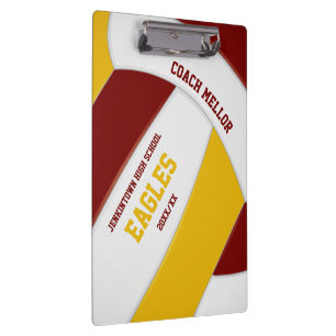 maroon goldene Teamfarben Volleyballtrainer Klemmbrett