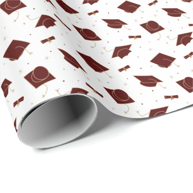 Maroon Graduation Cap Toss Geschenkpapier (Rolleneckpunkt)
