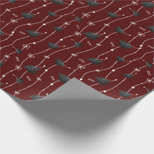 Maroon Graduation Caps and Ribbon Geschenkpapier
