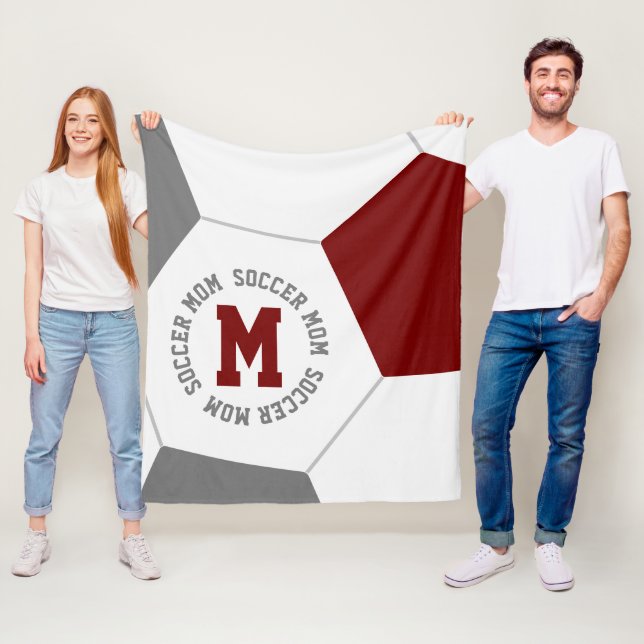Maroon grau oder ANY Team Farben Fußball Mama Fleecedecke (Beispiel)