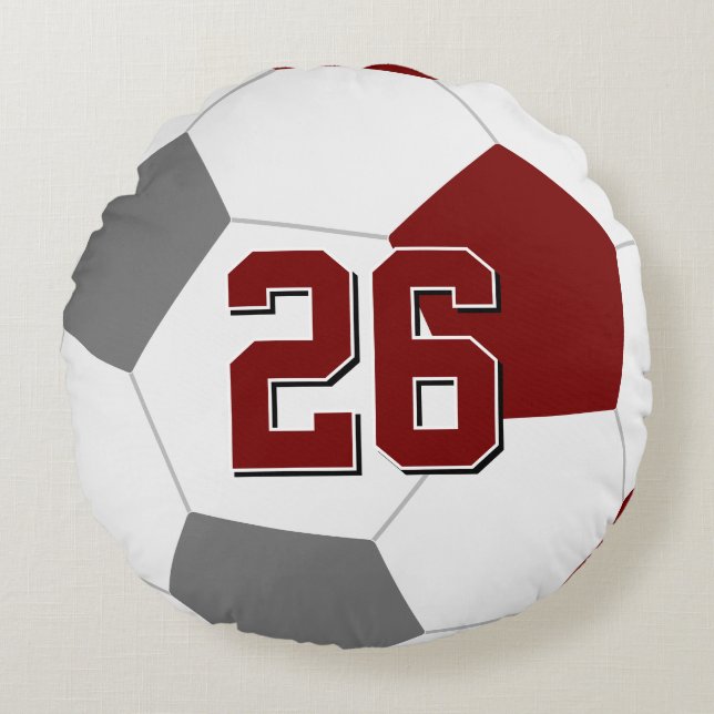 Maroon grau oder JEDES Team färbt Kinder Fußball Rundes Kissen (Vorderseite)