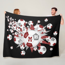 Maroon graue Fußball-Bälle Stars Mädchen nennen Fleecedecke