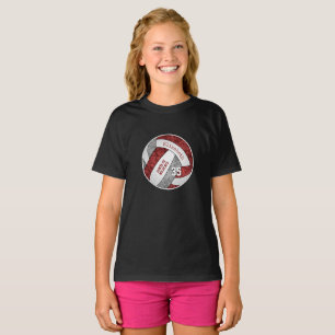 Maroon graue Girl Volleyball Team Farben T-Shirt