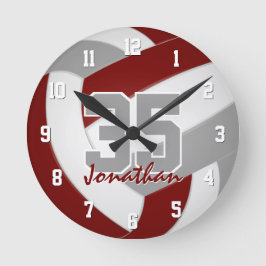 Maroon graue Mannschaft Farben Spieler Namen Volle Runde Wanduhr