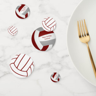 Maroon Graue Mannschaft färbt Volleyball Geburtsta Konfetti