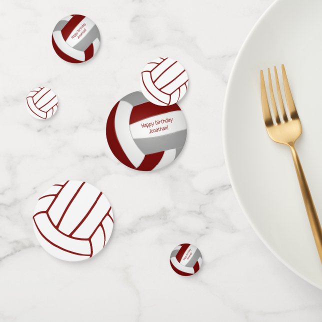 Maroon Graue Mannschaft färbt Volleyball Geburtsta Konfetti (Gruppe)