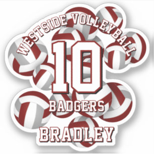 Maroon graue Mannschaft färbt Volleyballs Kinder N Aufkleber