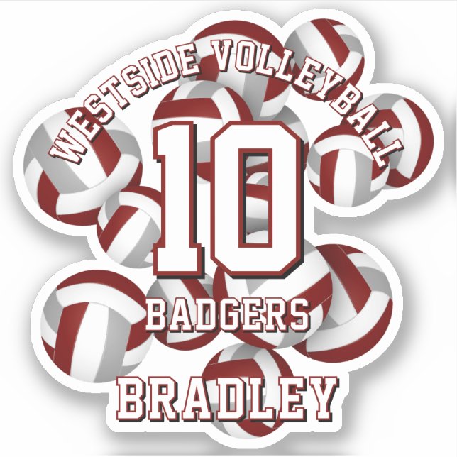 Maroon graue Mannschaft färbt Volleyballs Kinder N Aufkleber (Vorderseite)