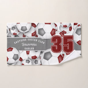 Maroon Graue Mannschaftsgeschenke Viele Fußballbäl Handtuch