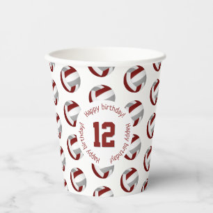Maroon graue Volleyballs Geburtstagsfeiertagskuppe Pappbecher