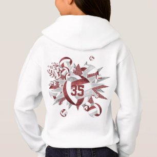 Maroon Graue Volleyballs Girls Jersey Nummer Hoodie