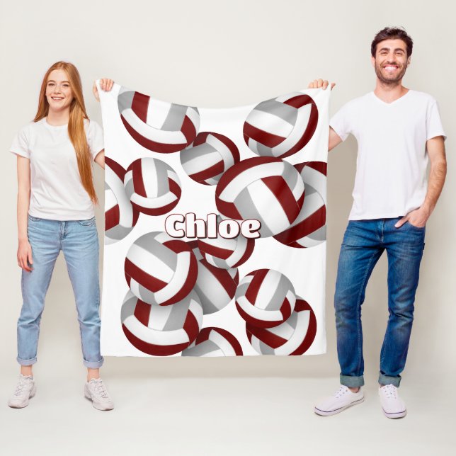 Maroon graue Volleyballs Mädcheneinrichtung Fleecedecke (Beispiel)