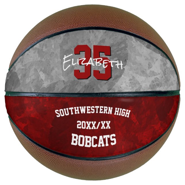 Maroon Grauen Team färbt Mädchen Gedenken Basketball (Vorderseite)