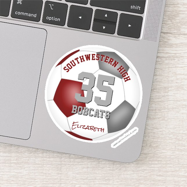 Maroon Grausportler Name Jersey Nummer Fußball Aufkleber (Detail)