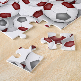 Maroon-Grauteam färbt Jungs-Fußball Puzzle