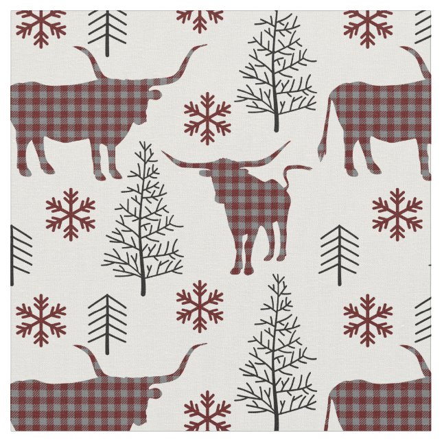 Maroon & Gray Buffalo Kariertes Muster Stoff (Nahaufnahme)