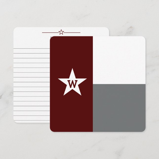 Maroon & Gray Texas Flag Flat Note Card (Vorne/Hinten)