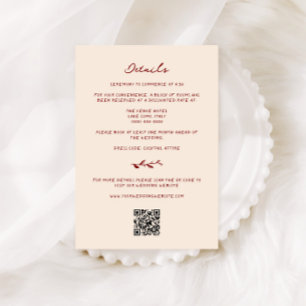 Maroon Hand Drawn Wedding Details Begleitkarte