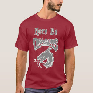 Maroon Here Be Dragons Dickson Middle School Logo T-Shirt