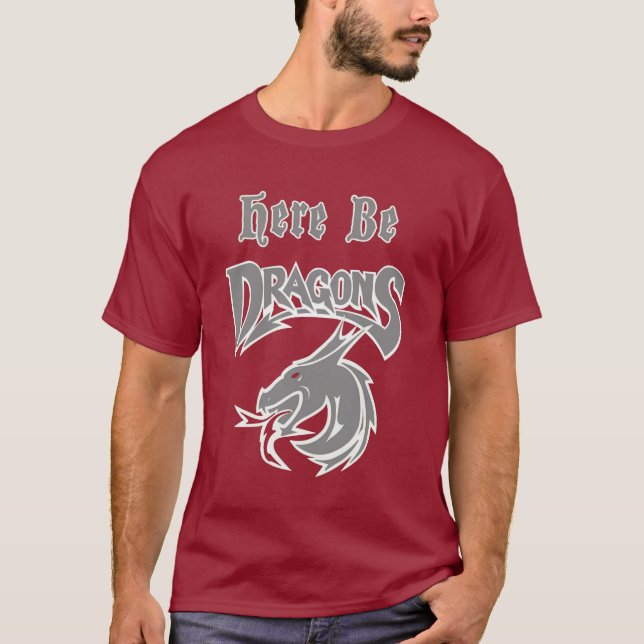 Maroon Here Be Dragons Dickson Middle School Logo T-Shirt (Vorderseite)