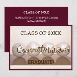 Maroon Herzlichen Glückwunsch Graduate Abschluss B Einladung
