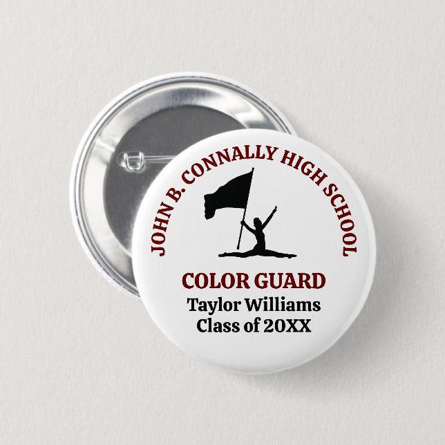 Maroon High School Color Guard Personalisiert Button (Vorne & Hinten)