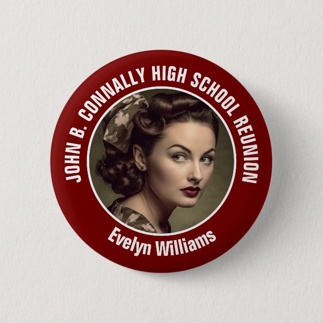 Maroon High School Reunion Yearbook Photo Button (Vorderseite)