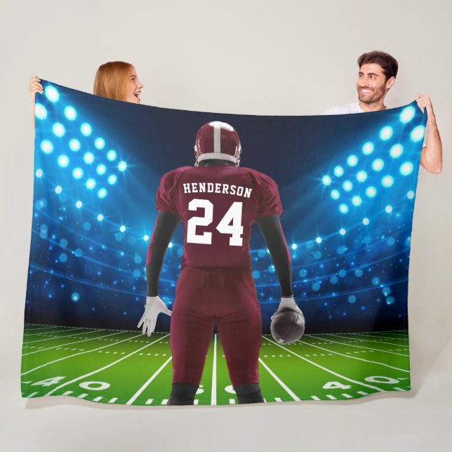 Maroon Jersey Personalisiert Football Player Fleecedecke (Beispiel)