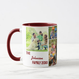 Maroon-Kalligrafie-Familienfoto-Collage Tasse