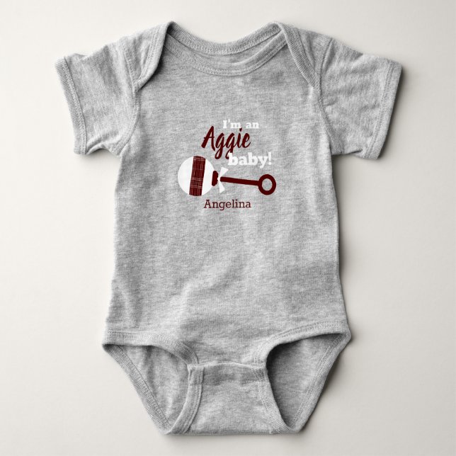 Maroon Kariert Rattle Aggie Baby Bodysuit Baby Strampler (Vorderseite)